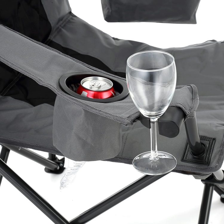 ARROWHEAD OUTDOOR Portable Folding Camping Quad Chair w/ 6-Can Cooler, Cup & Wine Glass Holders, Heavy-Duty Carrying Bag, Padded Armrests, Headrest & Seat, Supports up to 550lbs, USA-Based Support - Image 9