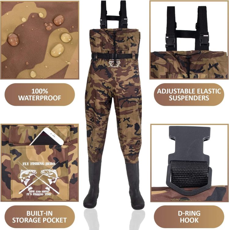 Chest Waders for Men with Boots Hunting Waders Fishing Boots Waders for Women Free Hangers - Image 2