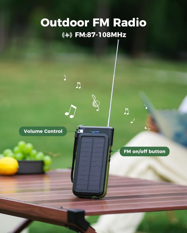 GOODaaa Solar Power Bank, 45800mAh Wireless Portable Charger Built-in Cables,15W Fast Charging Solar Charger, USB C in&Out and USB A Battery Pack for Outdoor with Emergency Radio,Flashlight - Image 3