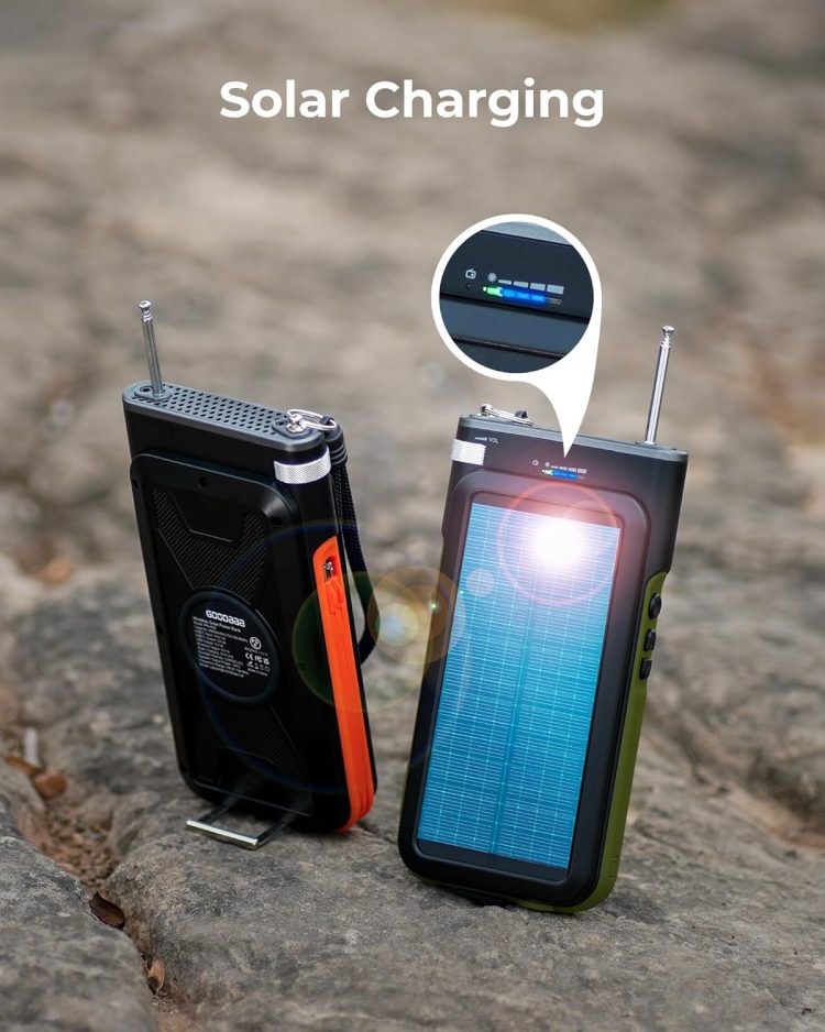 GOODaaa Solar Power Bank, 45800mAh Wireless Portable Charger Built-in Cables,15W Fast Charging Solar Charger, USB C in&Out and USB A Battery Pack for Outdoor with Emergency Radio,Flashlight - Image 6