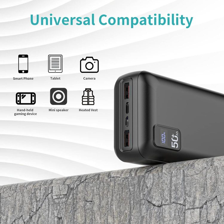 Power Bank 50000mAh 22.5W Fast Charging Portable Charger USB-C Quick Charge with 3 Outputs & 2 Inputs LED Display Huge Capacity External Battery Pack for Most Electronic Devices on The Market - Image 7