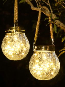 ROSHWEY Solar Lantern, 2 Pack Outdoor Lanterns with 30 LED Waterproof Garden Decor Patio Solar Lights Outdoor Decorative Backyard Outdoor Hanging, Warm Light