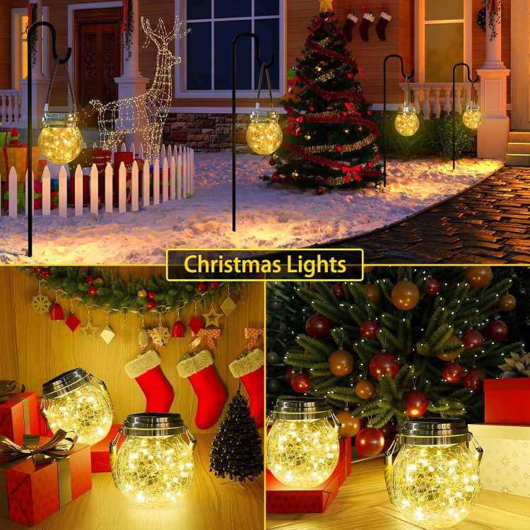 ROSHWEY Solar Lantern, 2 Pack Outdoor Lanterns with 30 LED Waterproof Garden Decor Patio Solar Lights Outdoor Decorative Backyard Outdoor Hanging, Warm Light - Image 7